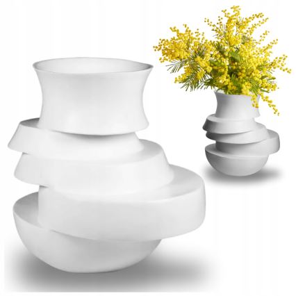 Vază din rășină, albă, 38x33x36 cm