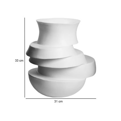 Vază din rășină, albă, 38x33x36 cm