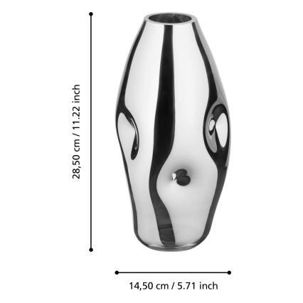 Vază din sticlă XIPORAI, 28,5 x 14,5 cm, crom lucios - Eglo 421682