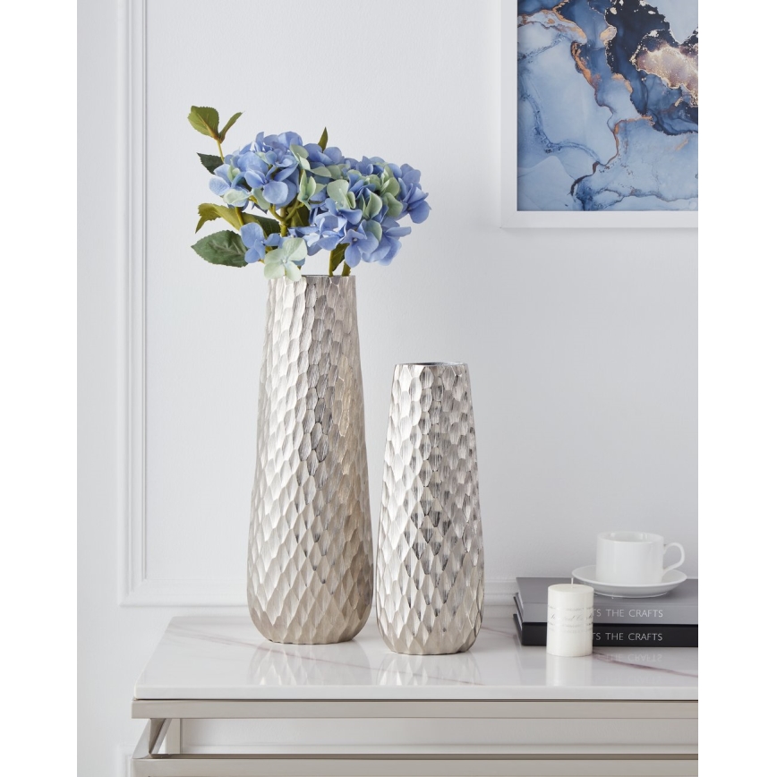 Vază metalică Eglo 40,5x14 cm argintiu