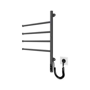 VEER Uscător electric rotativ pentru prosoape, 50 W/230 V, 62,5 x 44,5 cm, inox/negru