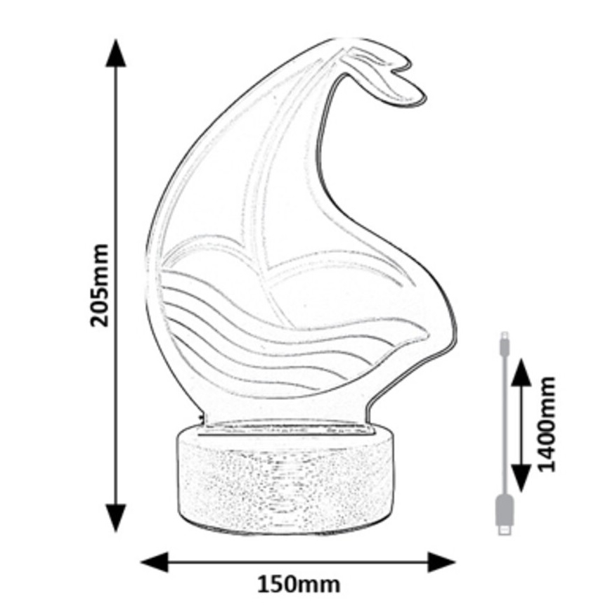 Veioză LED de masă pentru copii LED/2W/5V 3000K fag barcă Rabalux