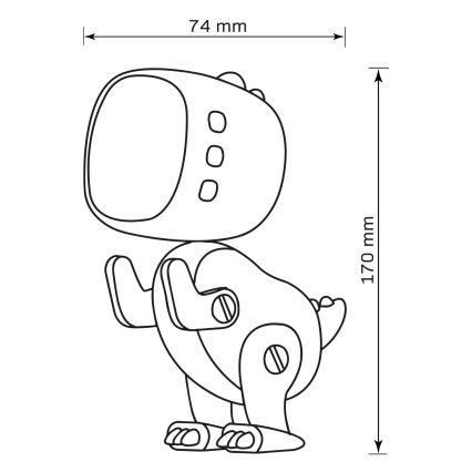 Veioză LED dimabilă de veghe cu ceas deșteptător pentru copii ROBOT LED/1W/5V 1200 mAh