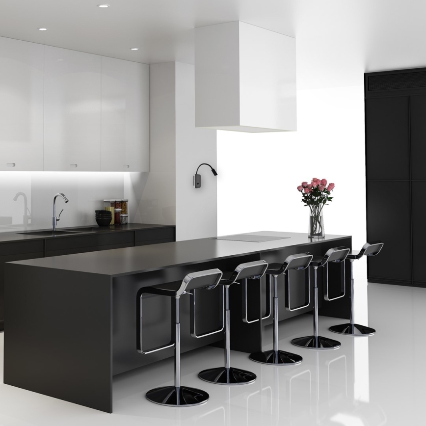 Veioză LED flexibilă de perete BASE 1xLED/8W+1xLED/2W/230V negru/argintiu