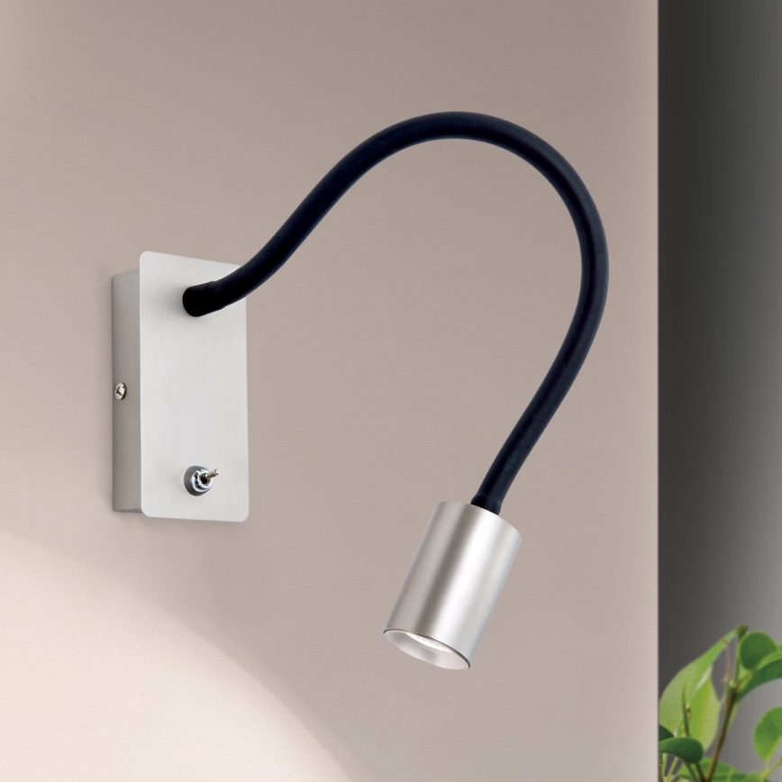 Veioză LED flexibilă de perete KURT LED/5W/230V argintiu