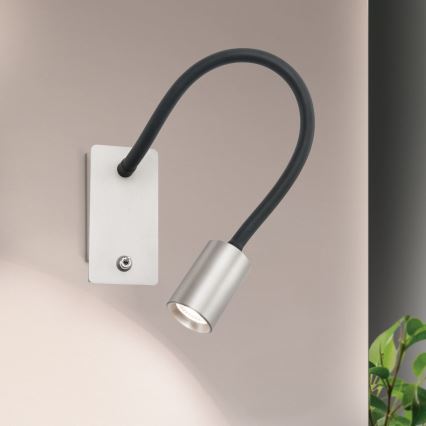 Veioză LED flexibilă de perete KURT LED/5W/230V argintiu