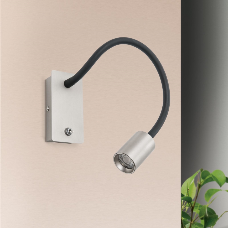 Veioză LED flexibilă de perete KURT LED/5W/230V argintiu