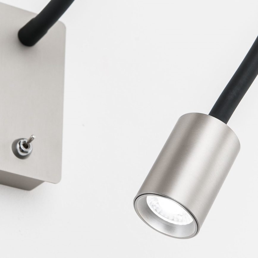 Veioză LED flexibilă de perete KURT LED/5W/230V argintiu