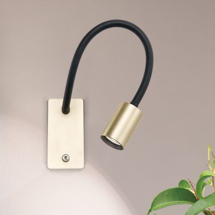 Veioză LED flexibilă de perete KURT LED/5W/230V auriu