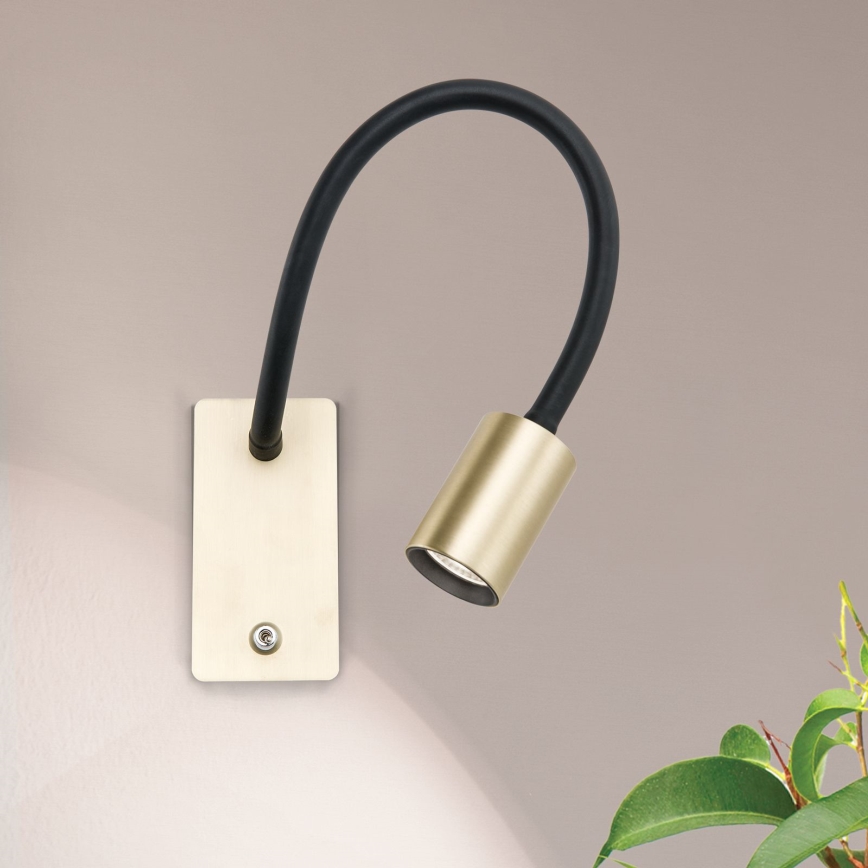 Veioză LED flexibilă de perete KURT LED/5W/230V auriu