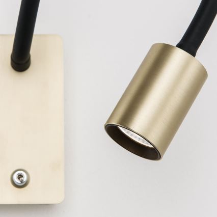 Veioză LED flexibilă de perete KURT LED/5W/230V auriu