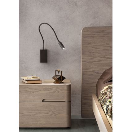 Veioză LED flexibilă Redo 01-2755 WALLIE LED/3W/230V USB CRI 90 negru