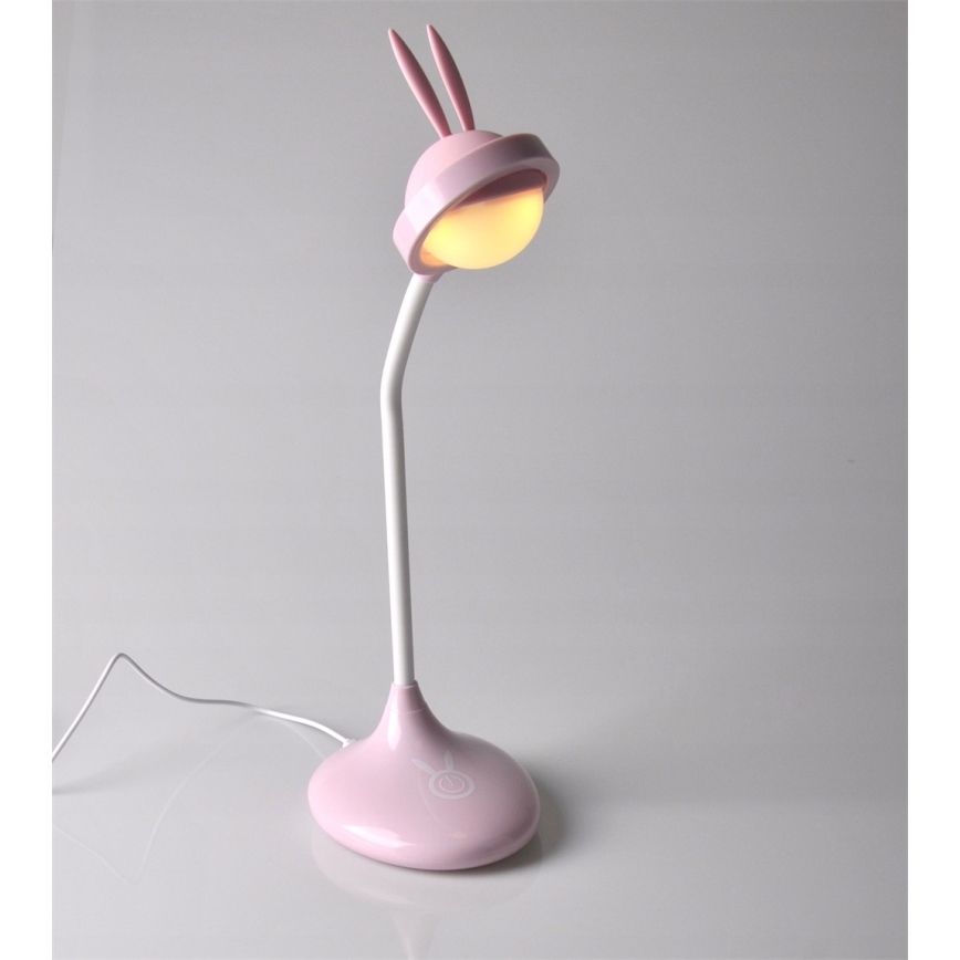 Veioză LED tactilă pentru copii RABBIT LED/0,4W/5V 3000/6500K roz + USB