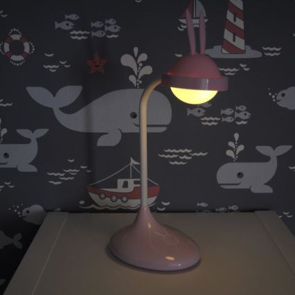 Veioză LED tactilă pentru copii RABBIT LED/0,4W/5V 3000/6500K roz + USB