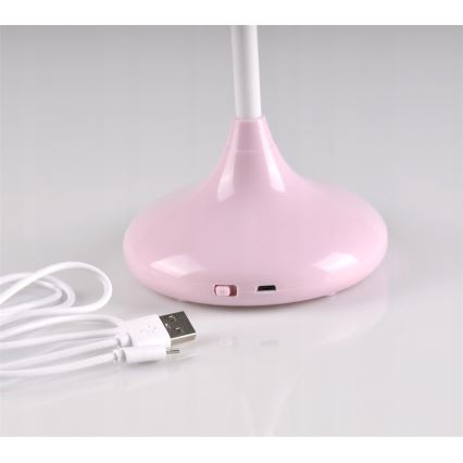 Veioză LED tactilă pentru copii RABBIT LED/0,4W/5V 3000/6500K roz + USB