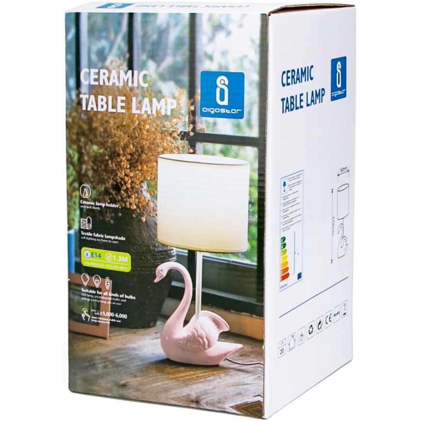 Veioză pentru copii Aigostar 1xE14/40W/230V roz lebădă