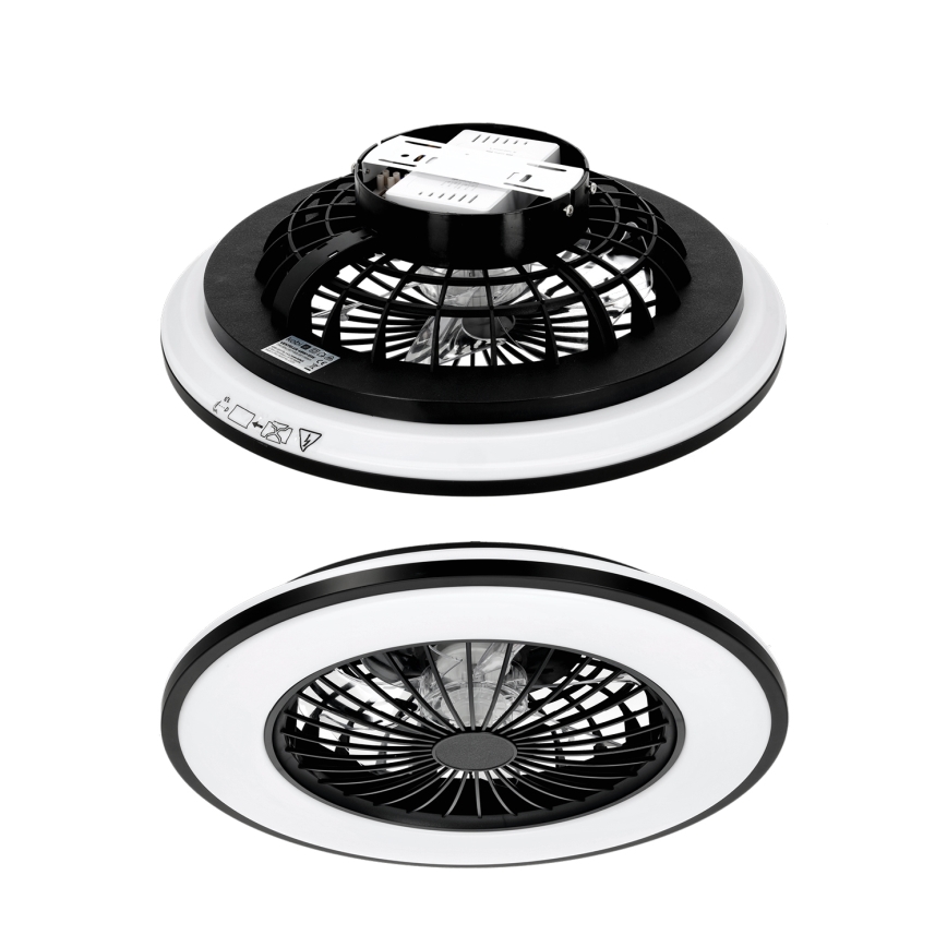 Plafonieră LED RGBW dimabilă cu ventilator VENTELUX, 48W/230V, 3000/4000/6500K, Ø 48,5 cm, neagră + telecomandă