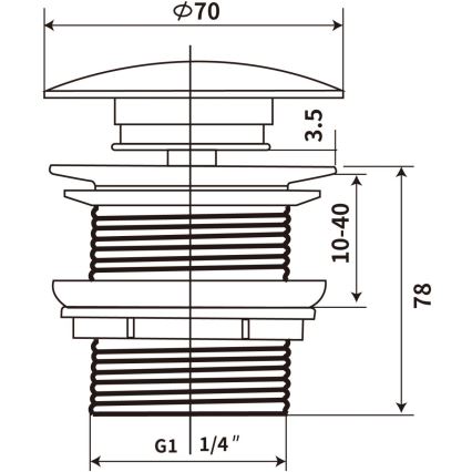 Ventil de lavoar COMAD CLICK-CLACK T201M-H1-3 CLICK-CLACK d. 7 cm gri mat
