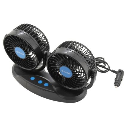Ventilator pentru bordul mașinii cu termometru 9W/12V negru