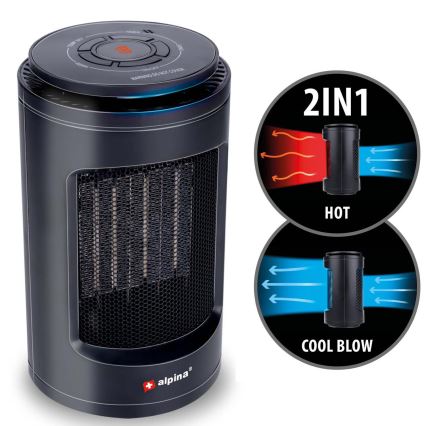 Ventilator cu element de încălzire 600/1200W/230V negru