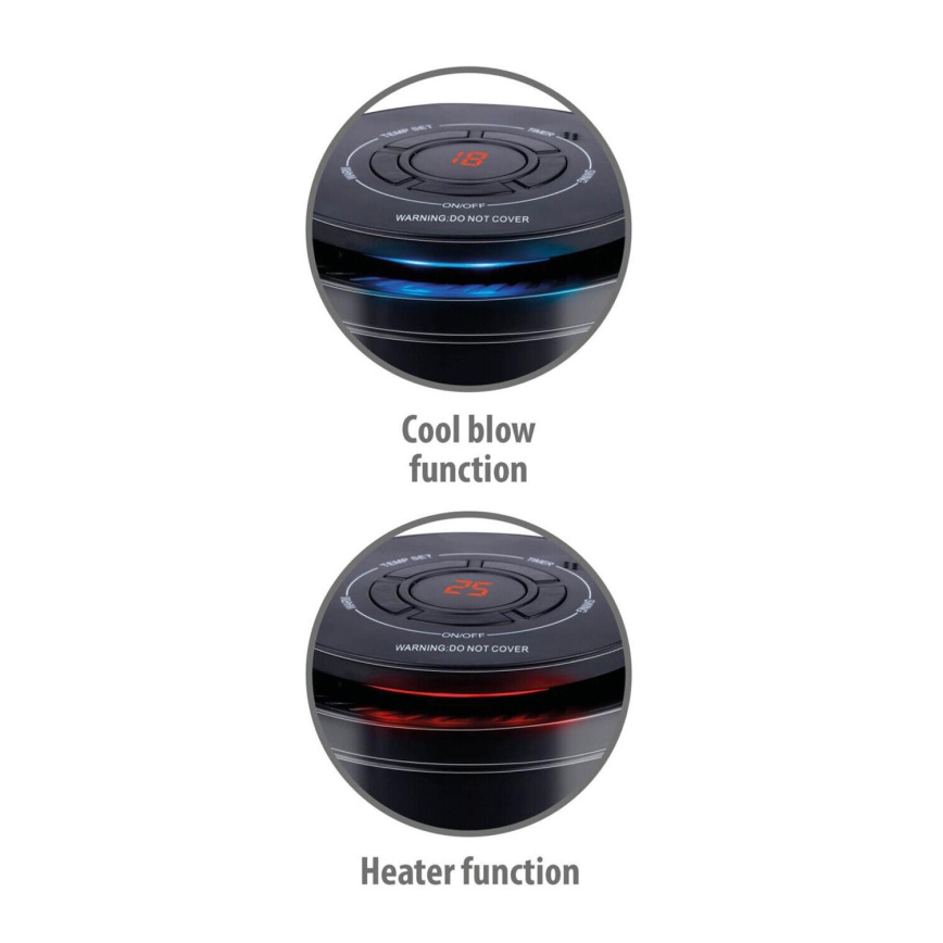 Ventilator cu element de încălzire 600/1200W/230V negru