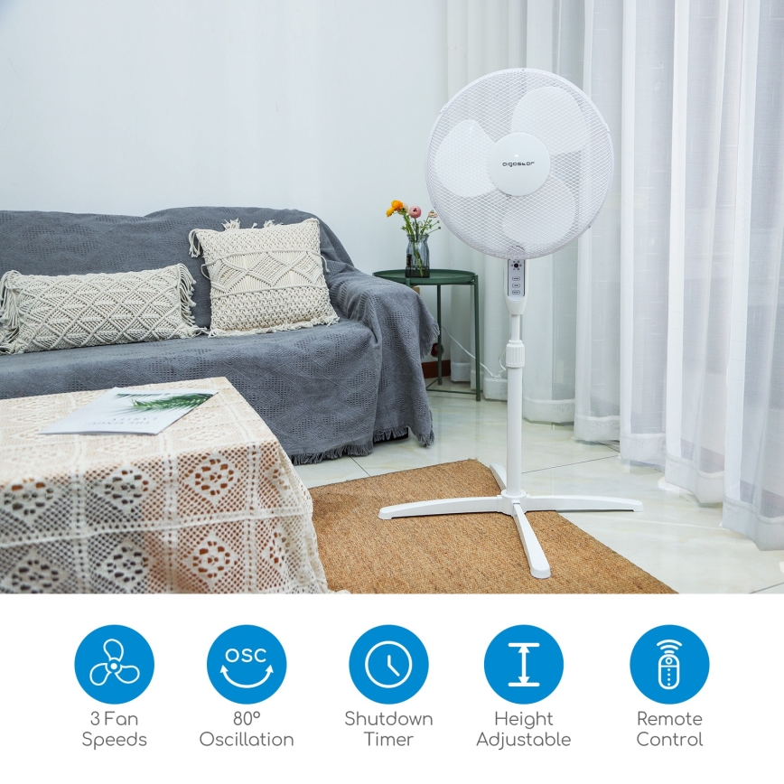 Ventilator cu picior Aigostar 40W/230V 120 cm alb