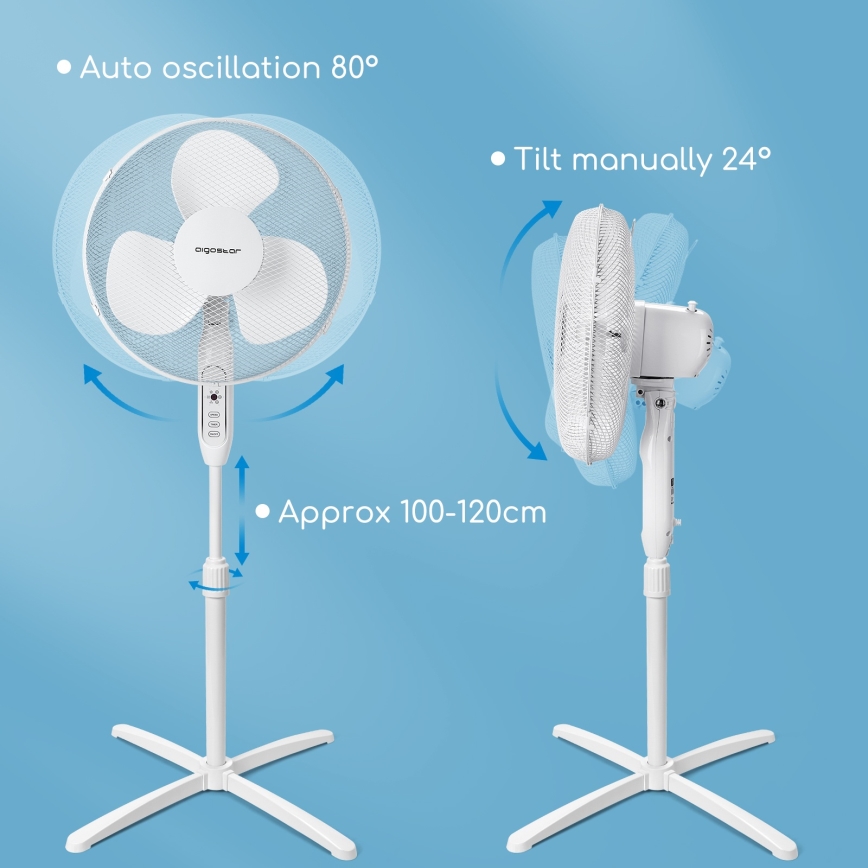 Ventilator cu picior Aigostar 40W/230V 120 cm alb