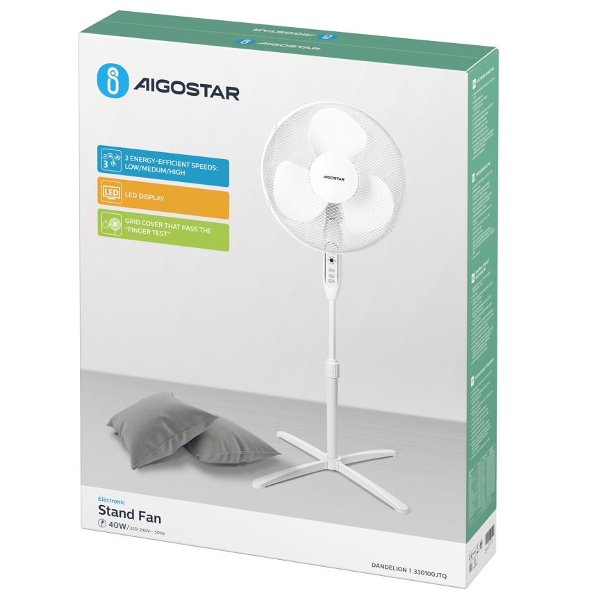 Ventilator cu picior Aigostar 40W/230V 120 cm alb