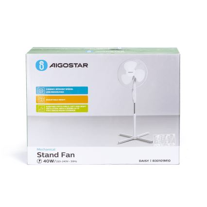 Ventilator cu picior Aigostar 45W/230V 125 cm alb