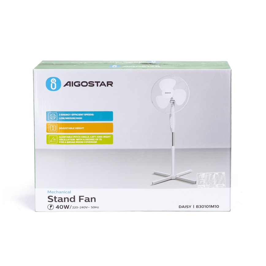 Ventilator cu picior Aigostar 45W/230V 125 cm alb