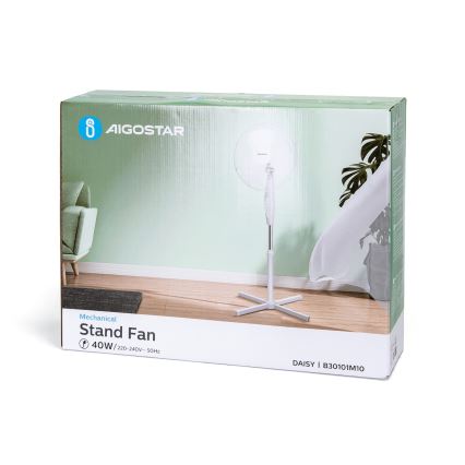 Ventilator cu picior Aigostar 45W/230V 125 cm alb