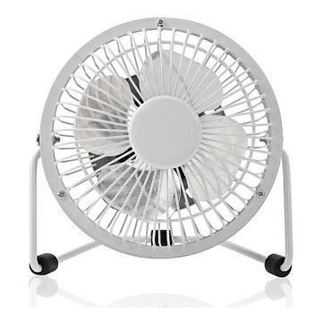 Ventilator de birou 3 W/USB, 10 cm, alb