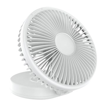 Ventilator de birou reîncărcabil, 10 W/5 V, 2400 mAh, alb