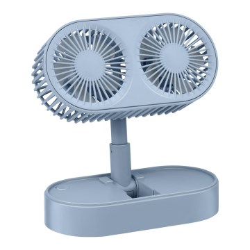 Ventilator de birou reîncărcabil 3,7 V 1200 mAh, albastru