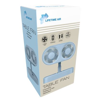 Ventilator de birou reîncărcabil 3,7 V 1200 mAh, albastru