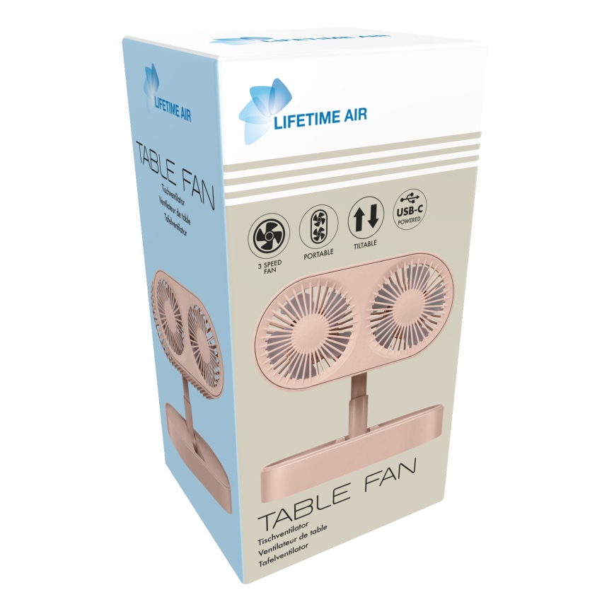 Ventilator de birou reîncărcabil 3,7V 1200 mAh roz
