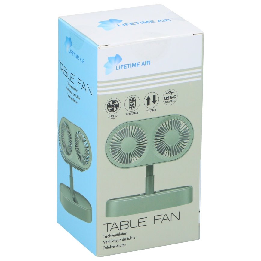Ventilator de birou reîncărcabil 3,7V 1200 mAh verde