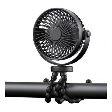 Ventilator de birou reîncărcabil 3W/5V 1200 mAh negru