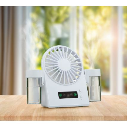 Ventilator de birou reîncărcabil cu efect de ceață, 3,7 V, 1200 mAh