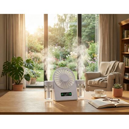 Ventilator de birou reîncărcabil cu efect de ceață, 3,7 V, 1200 mAh