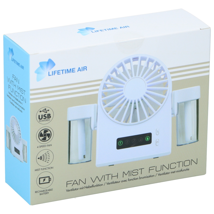 Ventilator de birou reîncărcabil cu efect de ceață, 3,7 V, 1200 mAh