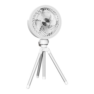 Ventilator de birou reîncărcabil cu iluminare LED 8W/3,7V 2400 mAh alb