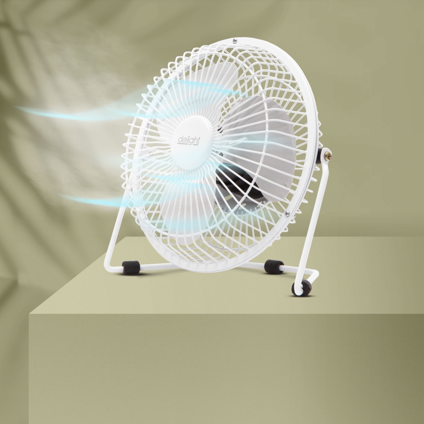 Ventilator de birou USB 1,75 W/5 V, diametru 18 cm, alb