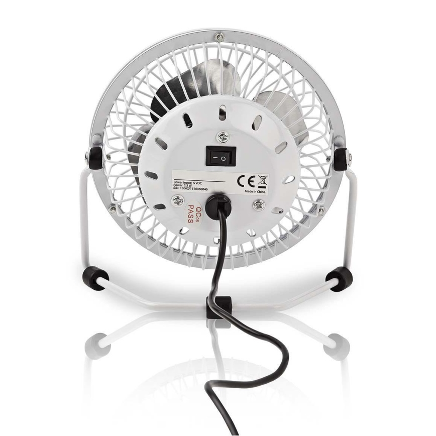 Ventilator de masă 3W/USB 10 cm alb