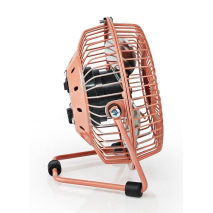 Ventilator de masă 3W/USB 10 cm auriu roz