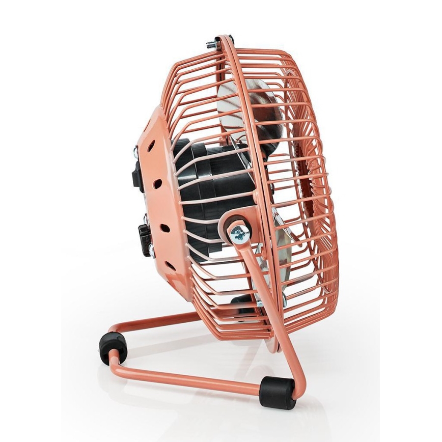 Ventilator de masă 3W/USB 10 cm auriu roz