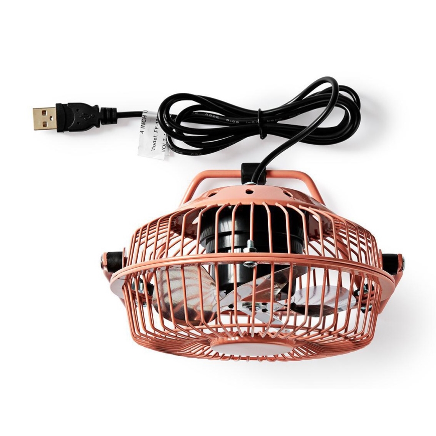 Ventilator de masă 3W/USB 10 cm auriu roz