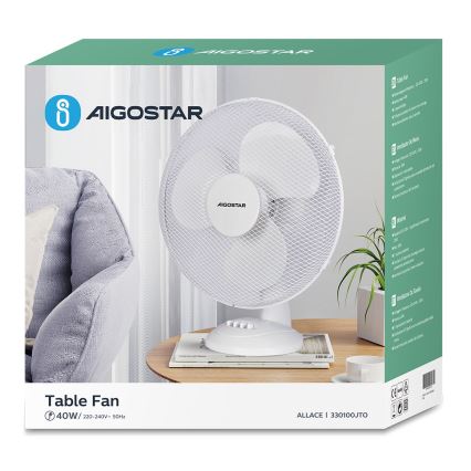 Ventilator de masă Aigostar 40W/230V alb