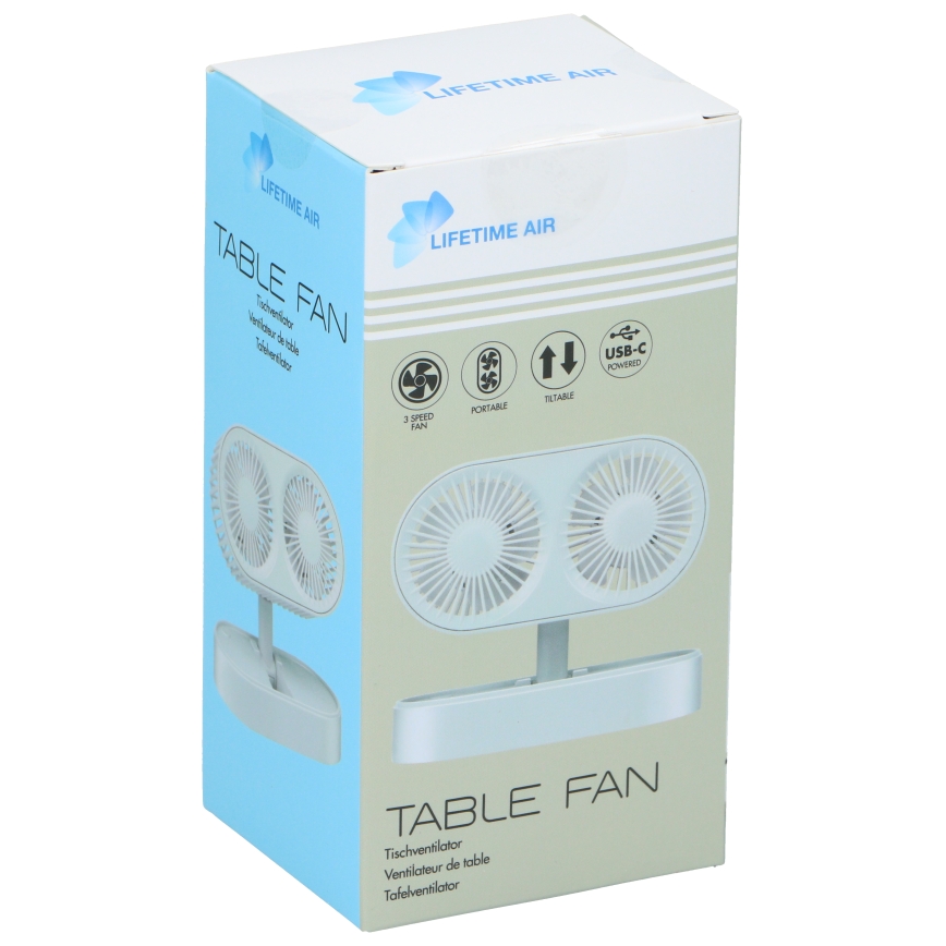 Ventilator de masă reîncărcabil 3,7 V 1200 mAh, alb