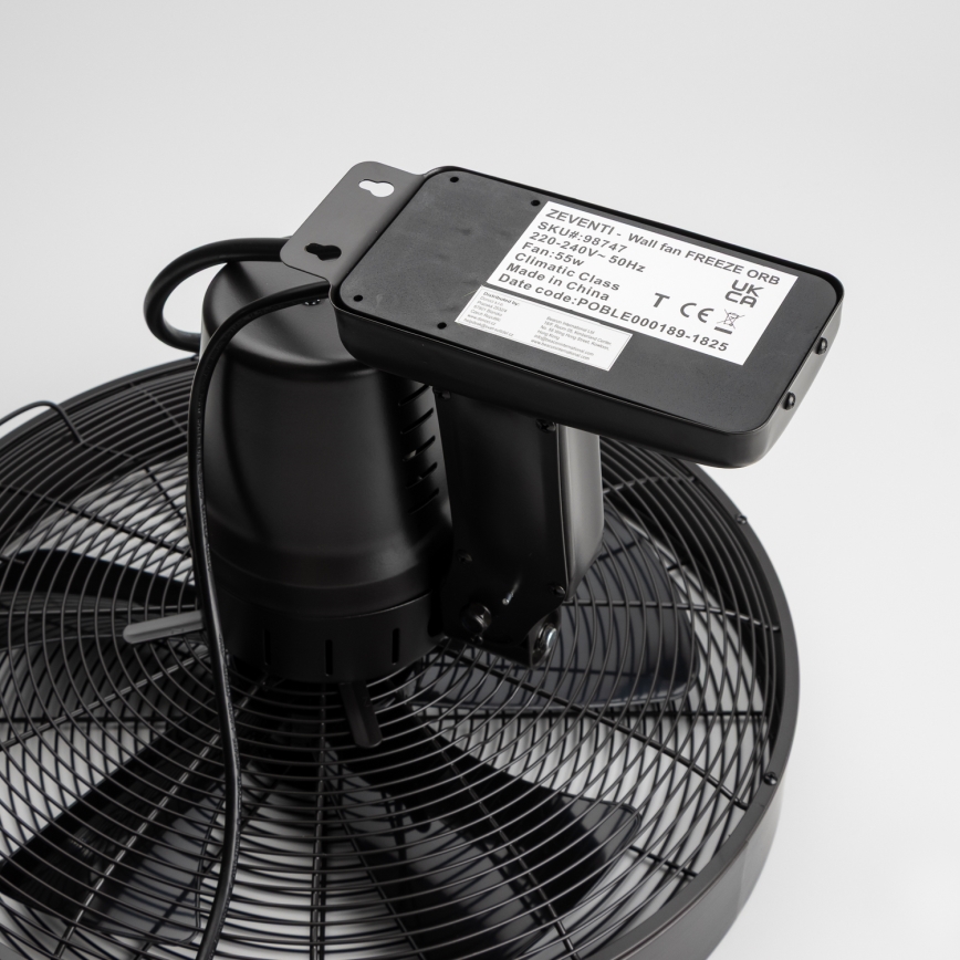 Ventilator de perete ZEVENTI FREEZE negru + telecomandă